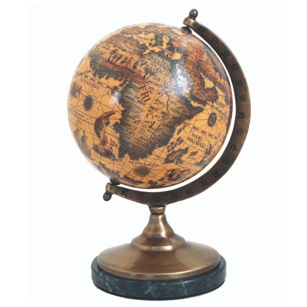 Mappemonde de style ancien avec base en marbre