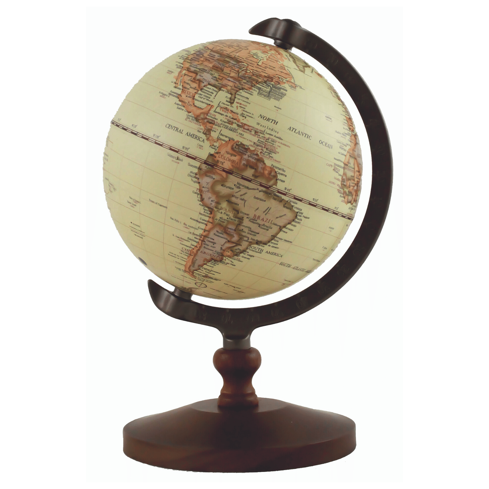 Globe terrestre vintage avec socle en bois