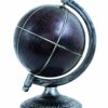 Globe Terrestre Décoratif en Similicuir avec Support en Métal Satiné - 35 cm