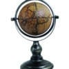 Globe Terrestre Décoratif sur Piédestal en Similicuir - Hauteur 42 cm avec Support en Métal Satiné