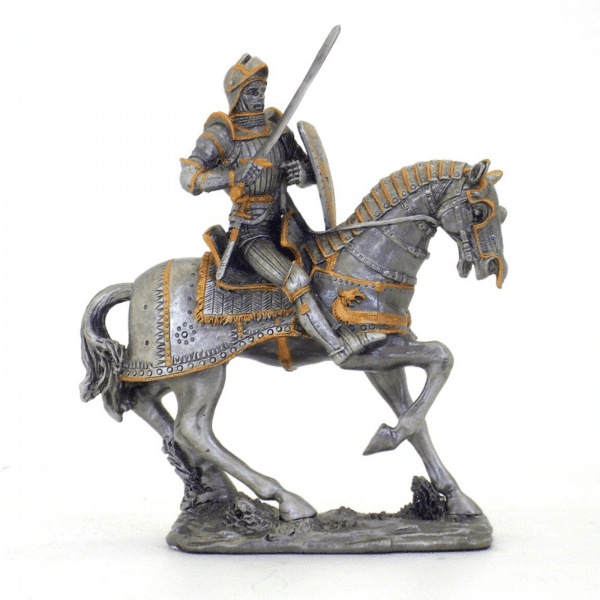 Figurine - Cavalier sur sa monture avec son épée et son bouclier