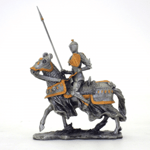 Figurine - Cavalier au trot sur sa monture avec son javelot