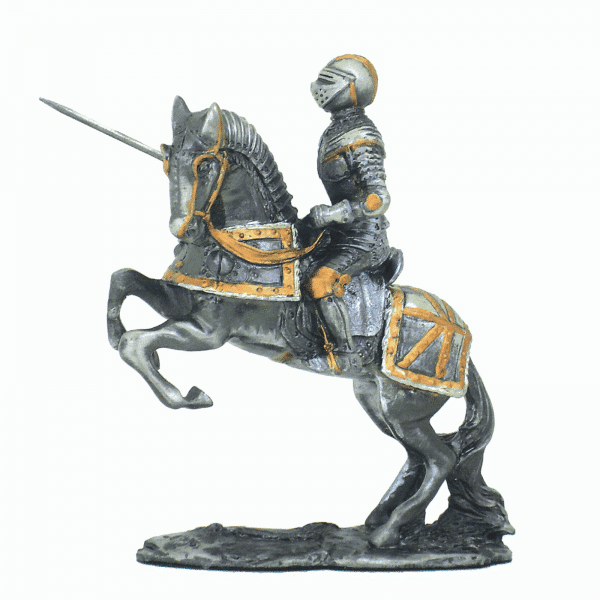 Figurine - Cavalier avec son javelot et sa monture qui cabre