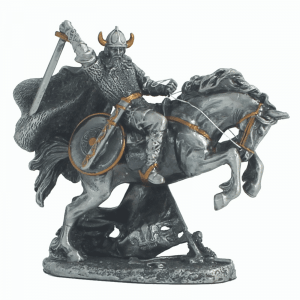 Figurine - Cavalier viking à l'assaut avec sa monture