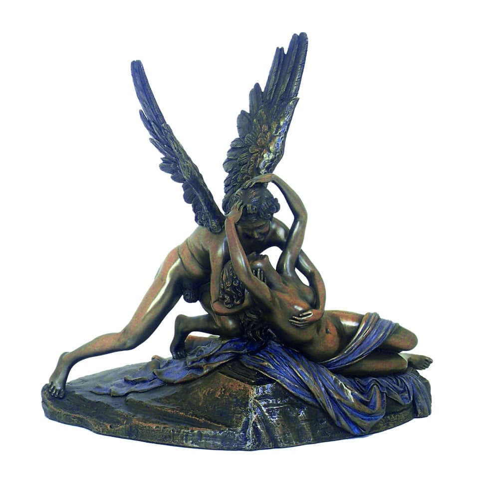 Statuette "Psyché Ranimée par le Baiser de l'Amour" en Résine Bronze et Patinée par Antonio Canova - 30 x 29 cm
