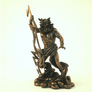 Sculpture miniature - Zeus dieu suprême dans la mythologie grecque lançant un éclair