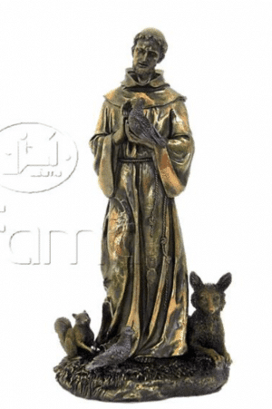 Figurine de St François d'Assise entouré d'animaux