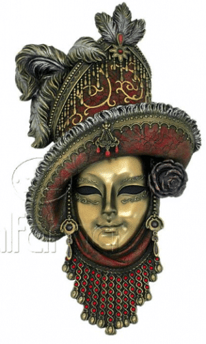 Figurine - Masque de Venise à chapeau couleur ocre