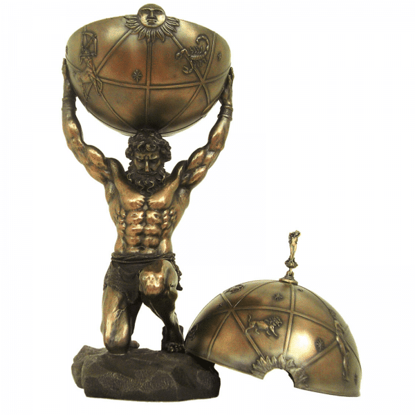Figurine - Titan Atlas sur ses genoux portant une coupe