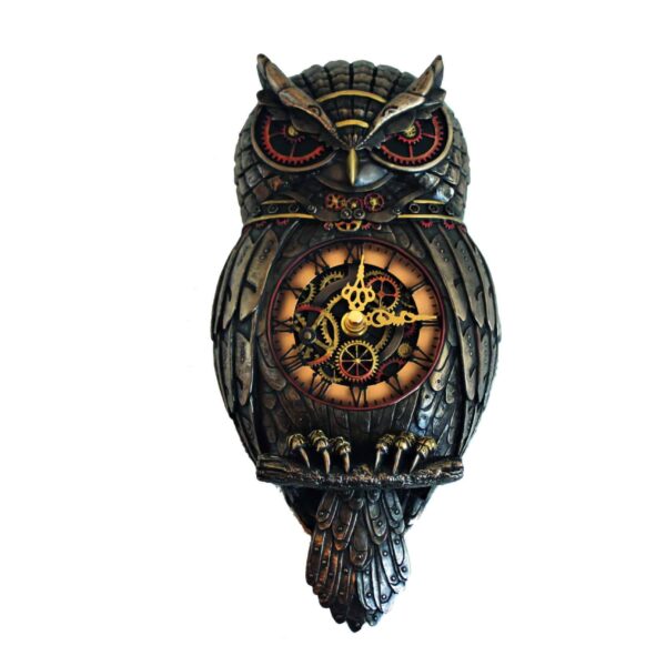 Horloge Statuette Hibou Steampunk - Décoration Murale Vintage