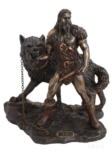 Figurine - Tyr sacrifiant son bras dans la gueule du loup Fenrir