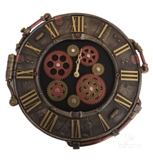 Horloge à accrocher au mur avec des roues dentées façon Steampunk