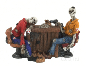 Figurine - Squelettes jouant au poker
