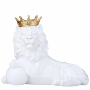 Statue Lion Blanc Assis