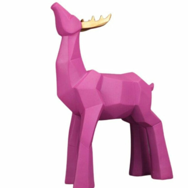 Statue Origami Cerf Rose