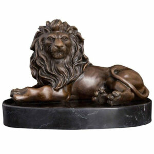 Statue Lion Bronze Assis