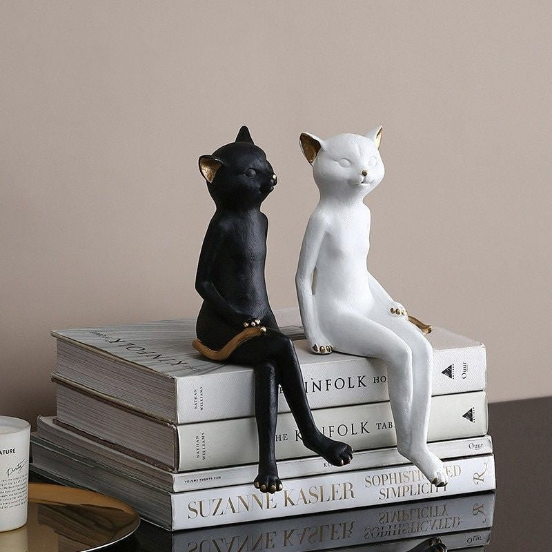 Statuette serre-livres chats