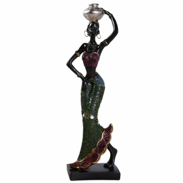 Statue Femme Africaine Multicolore
