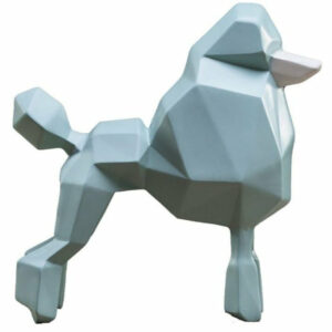 Statue Origami Caniche Bleu