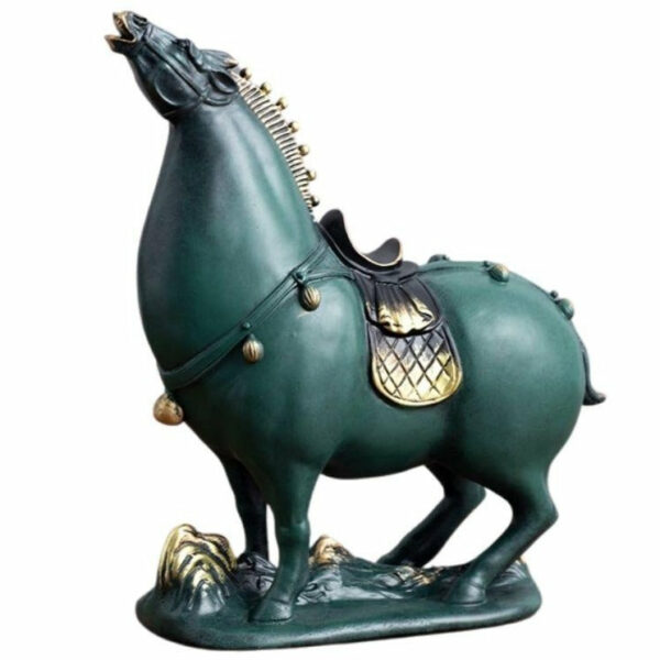 Statue Cheval Rond Bleu