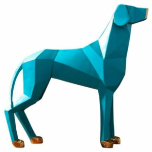 Statue Chien Origami Bleu