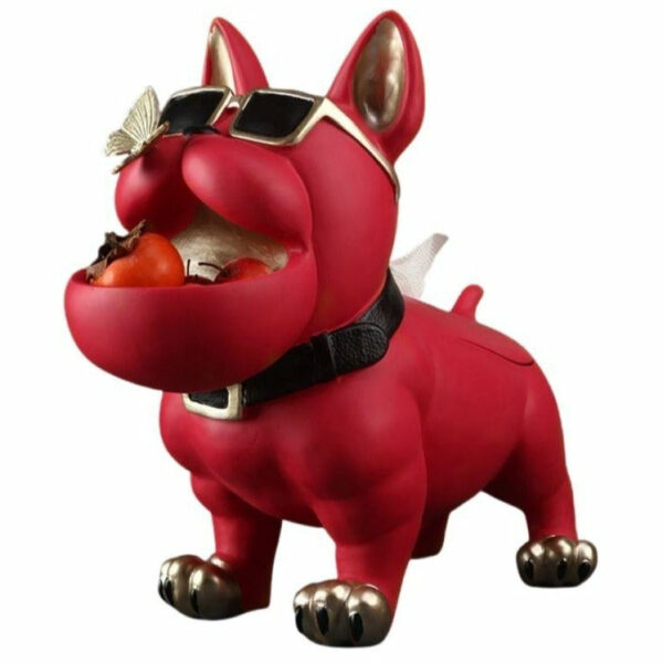 Statue Bouledogue Déco Rouge