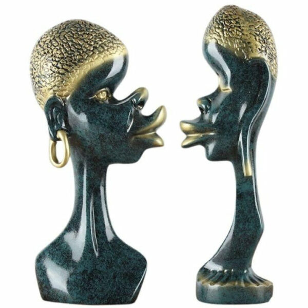 Statue Africaine Couple Bleu