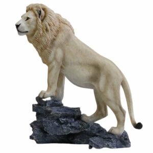 Statue Lion Résine Blanc