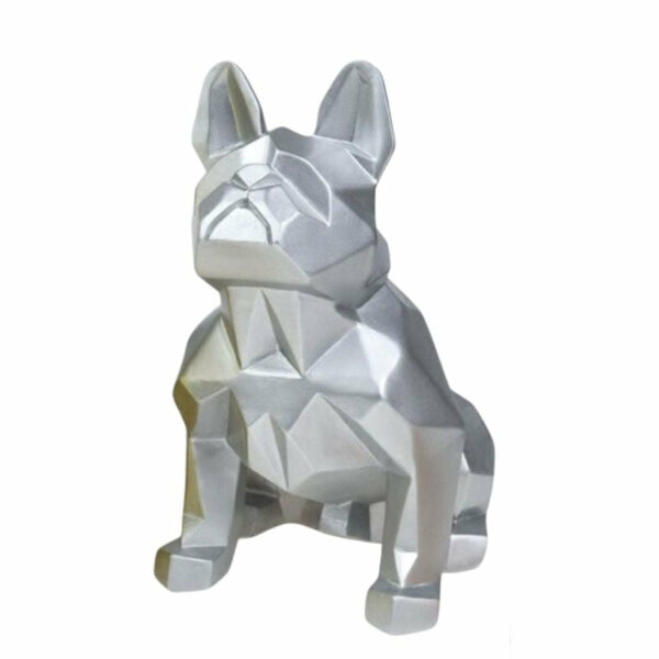 Statue Bouledogue Origami Argent