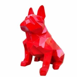 Statue Bouledogue Origami Rouge