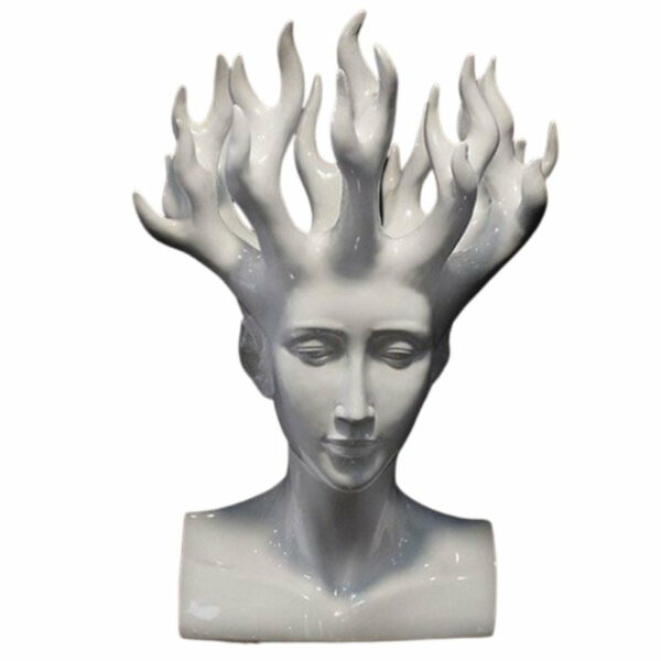 Statue Femme Vase Blanc