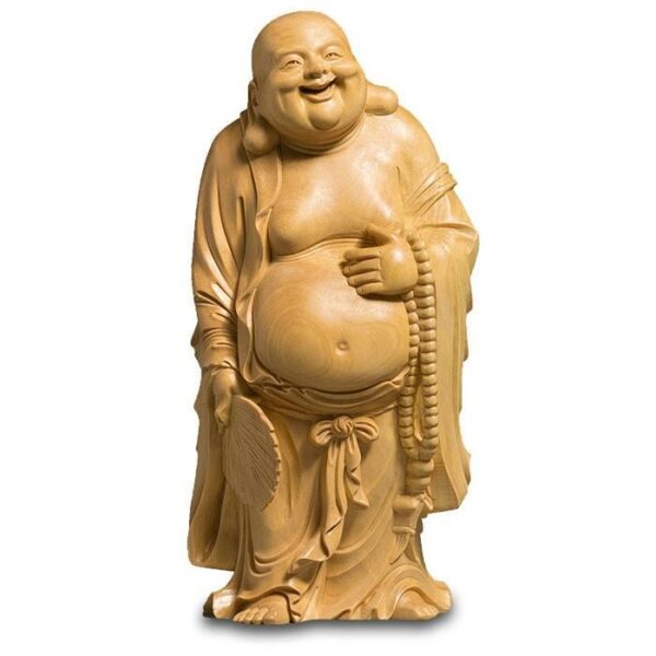 Statue Bouddha Rieur en Bois