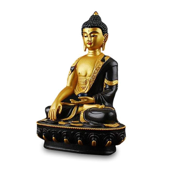 Statue d'idole en polyrésine noire méditant pour enfant moine