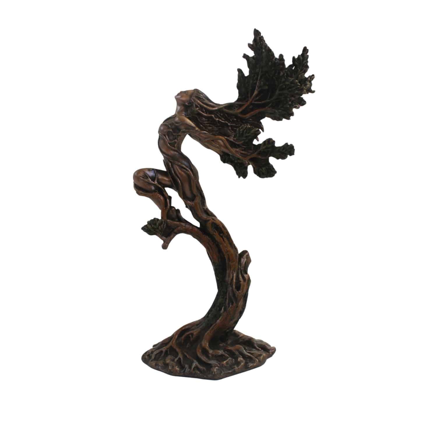 Figurine Décorative 'Ombre' En Résine Bronze - 32cm, Arbre Avec Deux Personnages, Base Noire