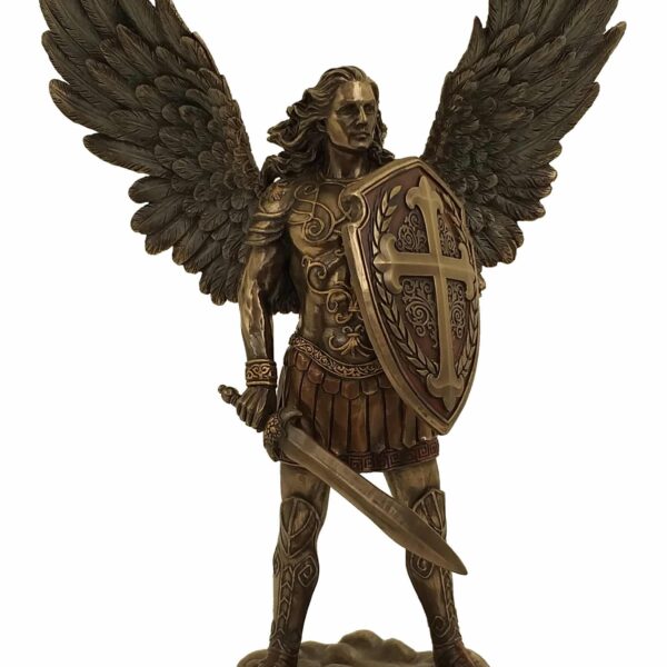 Statuette de l'Archange Saint Michel en Resine avec Finition Bronze Antique